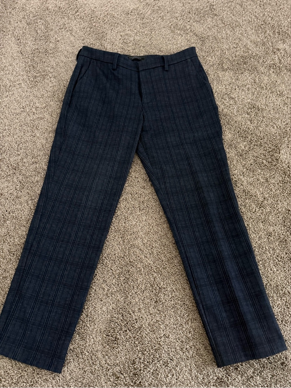 Liverpool Men's Dark Navy Plaid Dress Pants